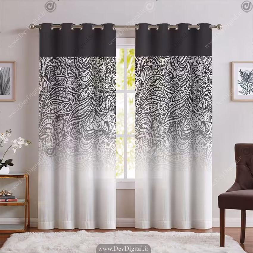 پرده پانچی رنگ نوک مدادی کد SA-2922