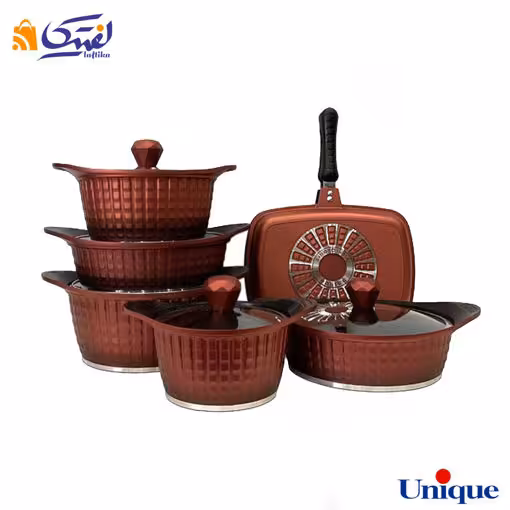 سرویس قابلمه 12 پارچه یونیک مدل نگینی قرمز UN-8213