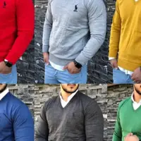 پلیور بافت یقه هفت .بارنگ بندی متنوع.