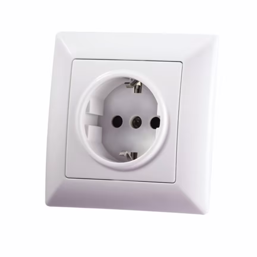 پریز برق ارتدار توکار شرکت ایران الکتریک مدل الیزه رنگ سفید