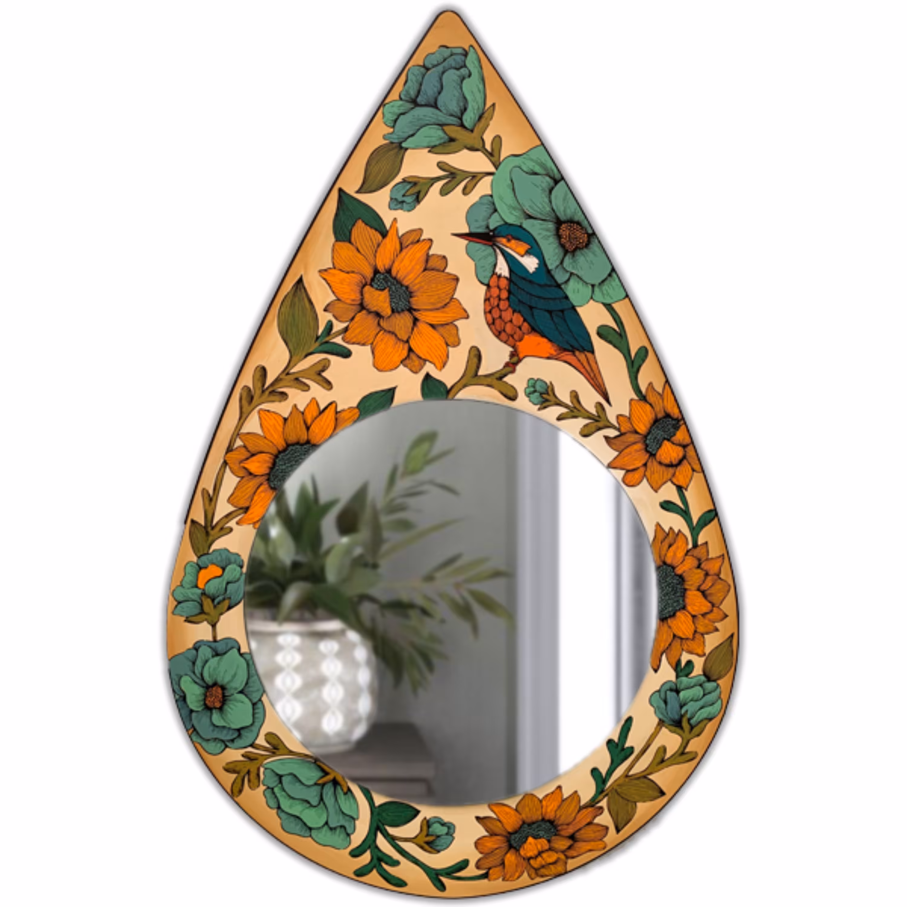 آینه نقاشی  چوبی مدیترانه