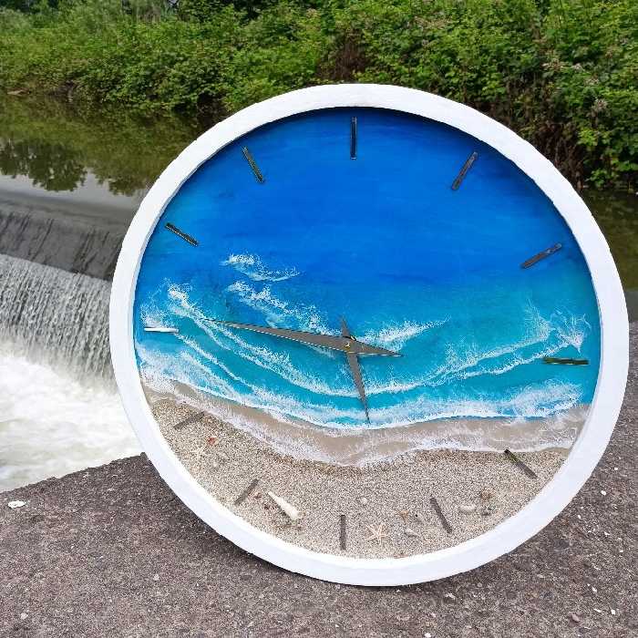 ساعت دیواری طرح دریا سایز 50 سانت جنس رزین