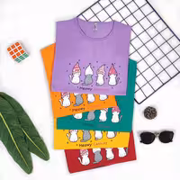 تیشرت نخ پنبه درجه1 طرح گربه کلاهدار