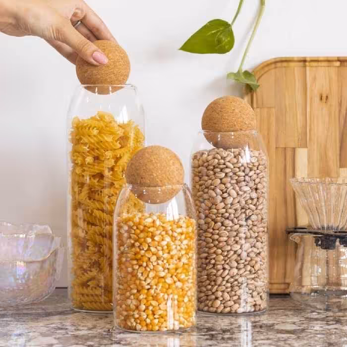 پک سه تایی بانکه پیرکس درب دایره ای بامبو 