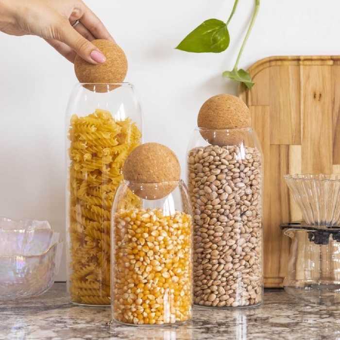 پک سه تایی بانکه پیرکس درب دایره ای بامبو 