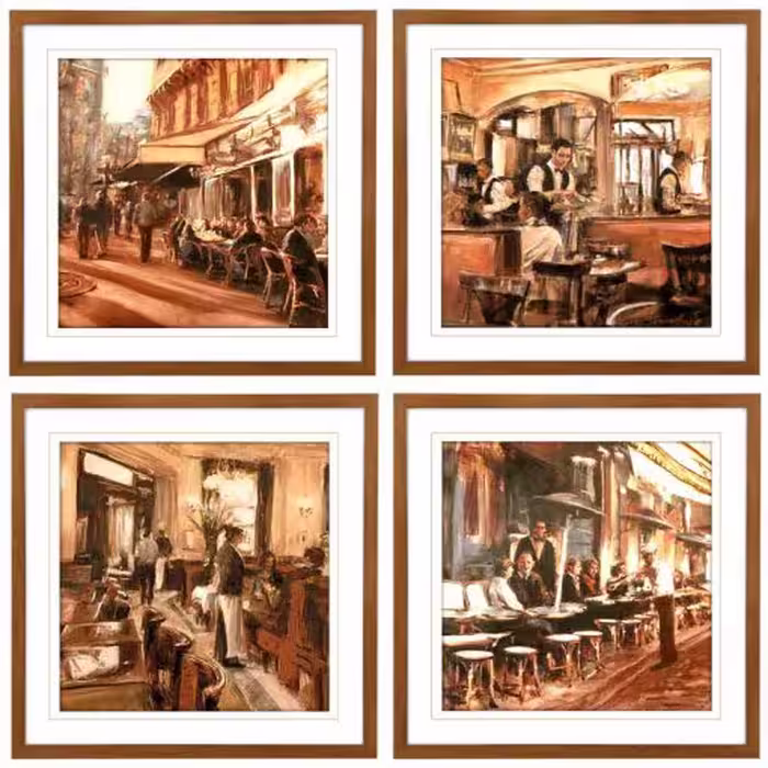 تابلو چهار تکه مدرن CAFES AND BISTROS SET-WH/BR کد GW-99111-4P