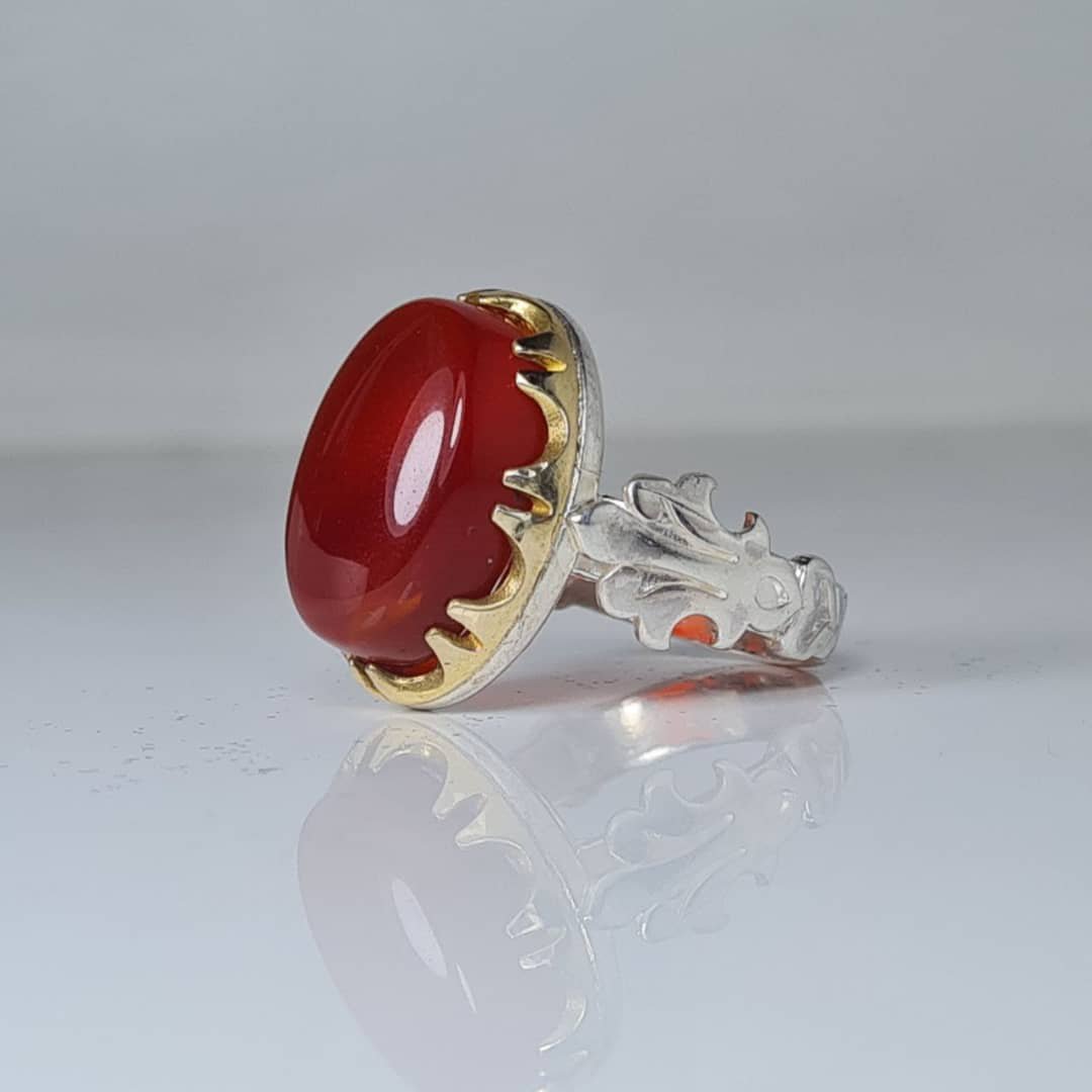 انگشتر عقیق خراسان اصل ، عیار نقره 925 ، فوق العاده اعلا و با کیفیت