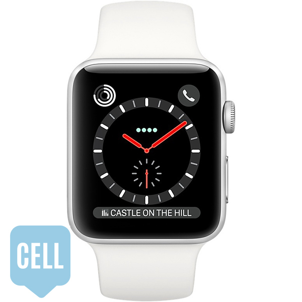 سری 3 استیل مردانه 42 میلیمتری Stainless Steel Case with Soft White Sport Band - سلولار - Hiapple.ir