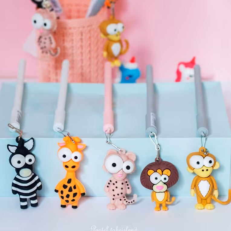 روان نویس حیوانات  سیلیکونی ماداگاسکار با کیفیت خوب جوهر آبی نوک سوزنی