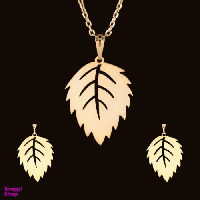 نیم ست طلا 18 عیار زنانه سانا گالری مدل برگ کد D10212