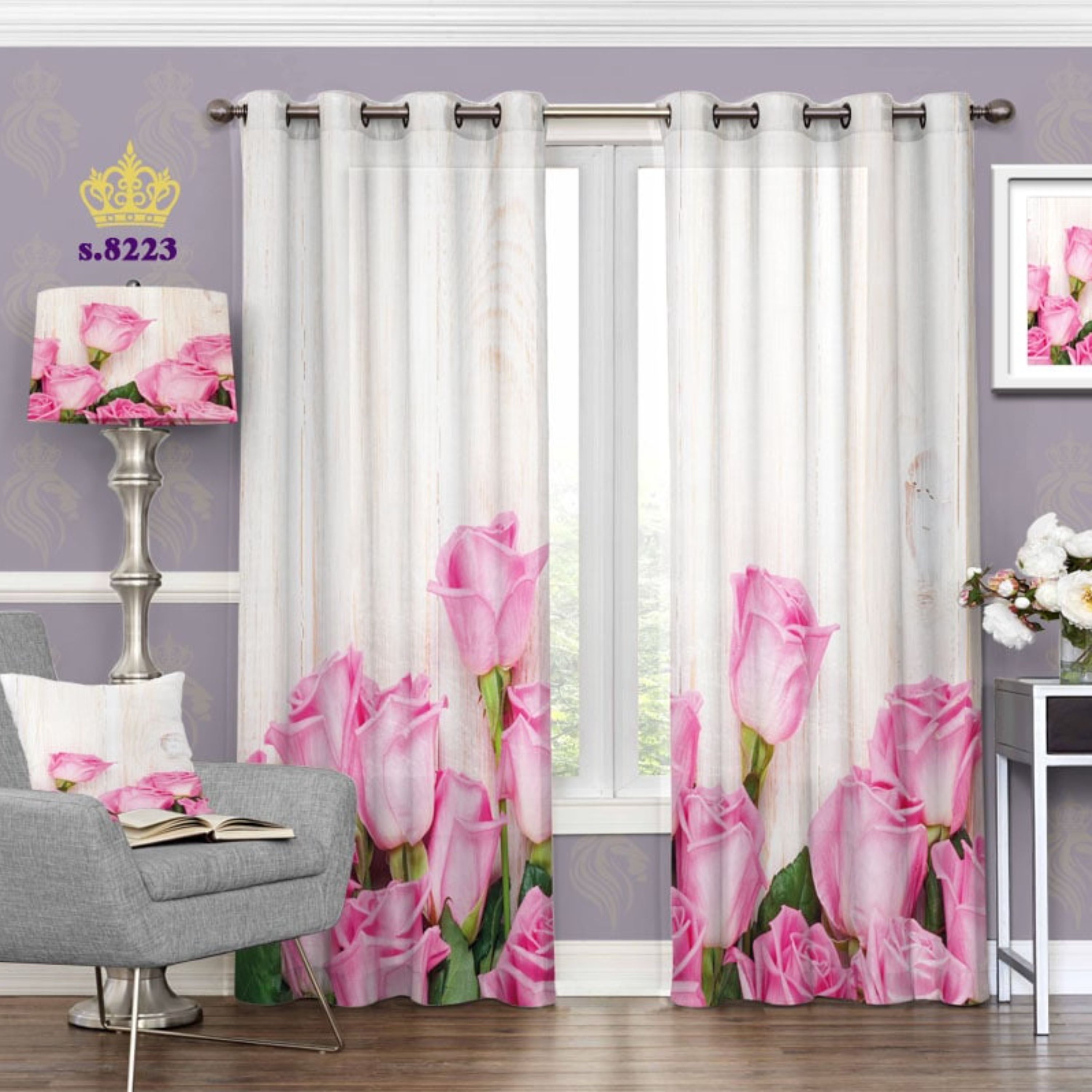 پرده تصویری چاپی طرح گل رز - کد 8223