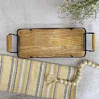 سینی رولتی مدل کف و دسته چوبی ایکیا سایز کوچک