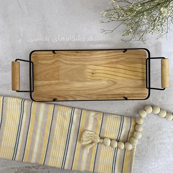 سینی رولتی مدل کف و دسته چوبی ایکیا سایز کوچک