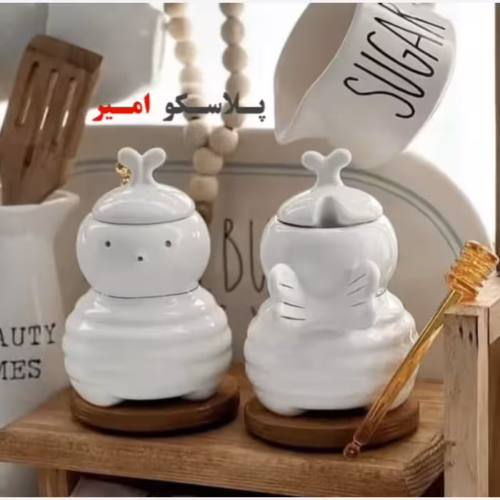 ظرف عسل خوری سرامیکی طرح زنبور
