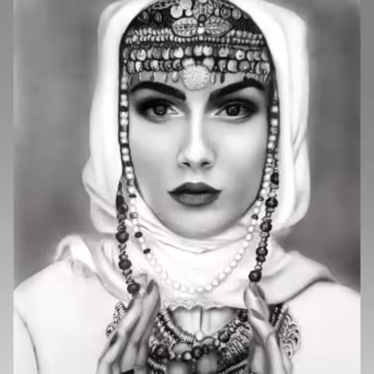 طراحی چهره سیاه قلم دختر زیبا سایز 50×70