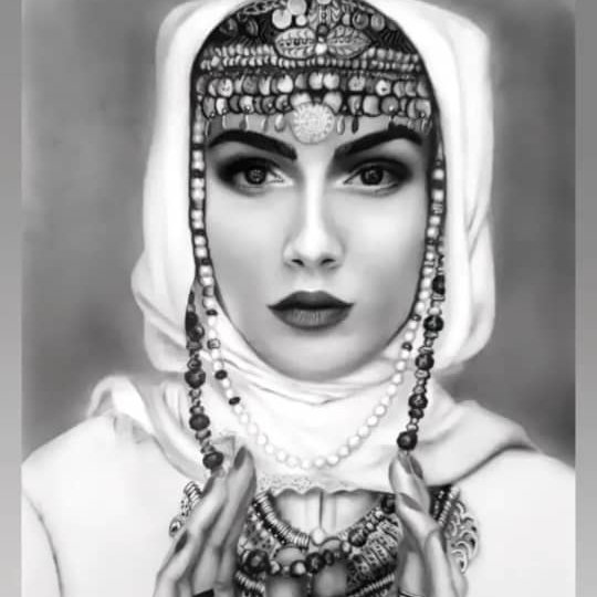 طراحی چهره سیاه قلم دختر زیبا سایز 50×70