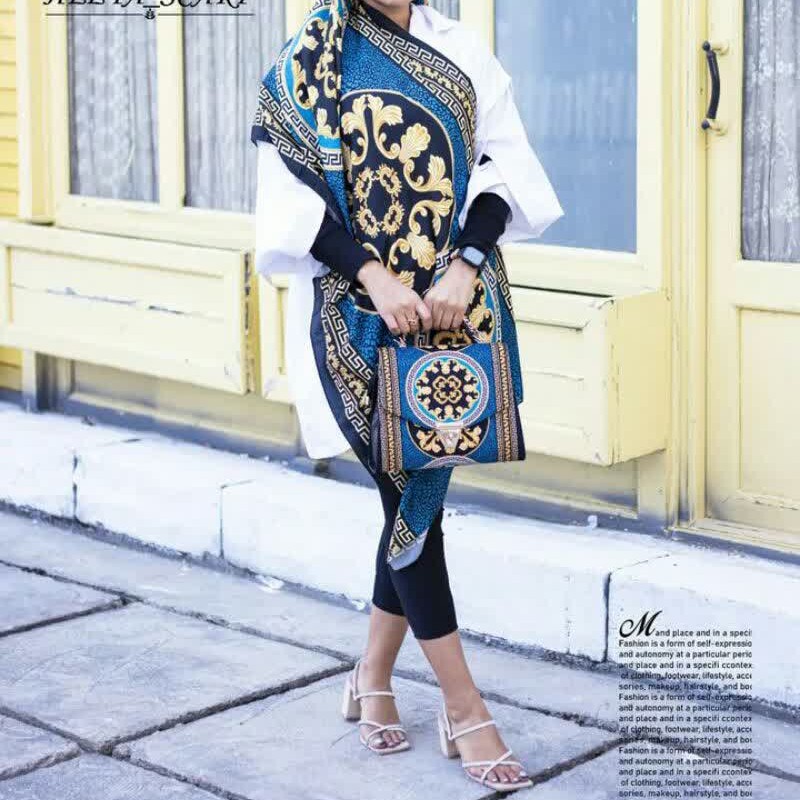 ست کیف و شال شال و کیف ست کیف و شال ست رنگ آبی