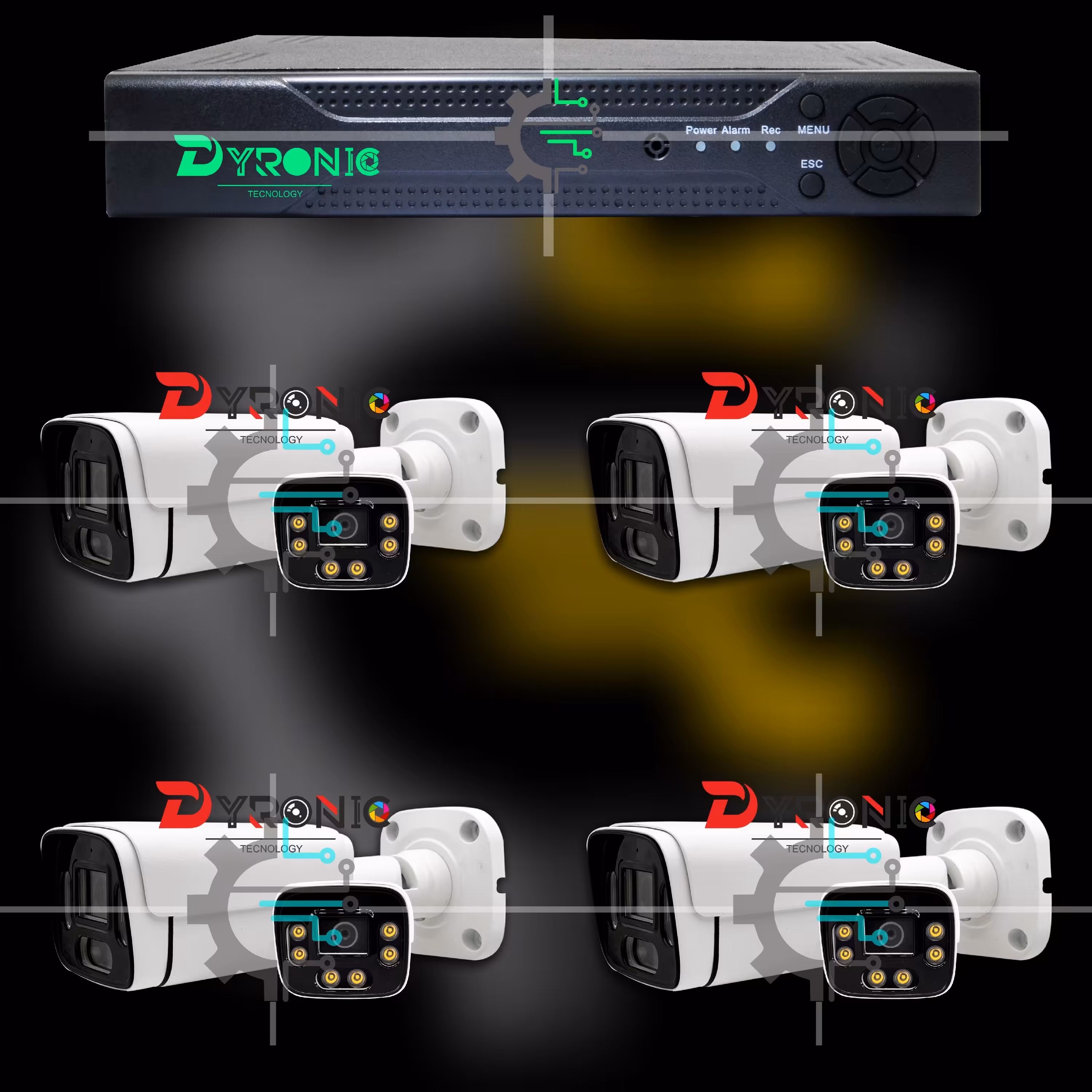 پکیج 4 دوربین استارلایت با کیفیت FHD PLUS و دستگاه 6 کانال 5 مگاپیکسل تشخیص چهره با تمامی لوازم (کد 0P3)