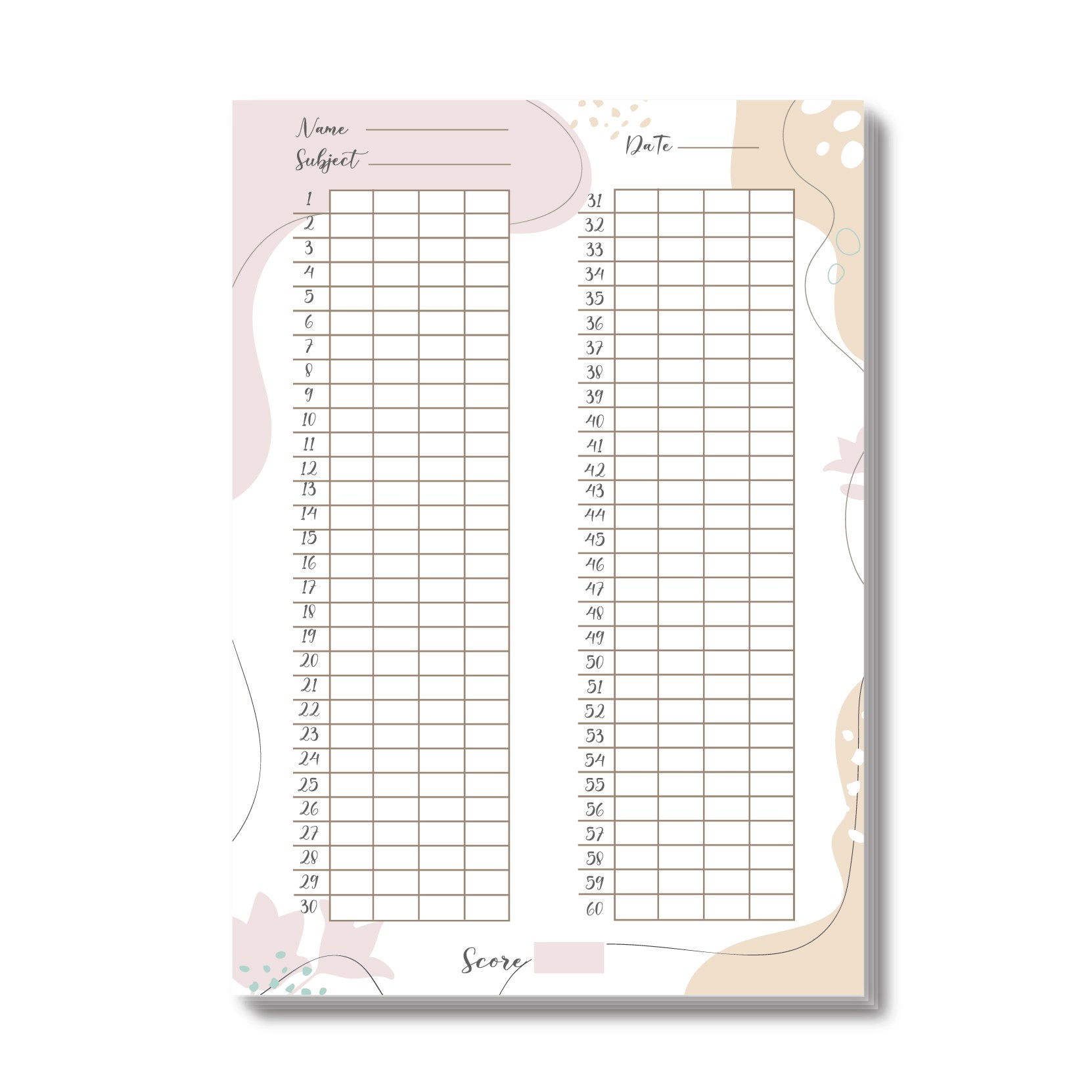 نوت پد برند ویکدی طرح پاسخنامه آزمون ایلتس و کنکور کد 1 سایز  A5