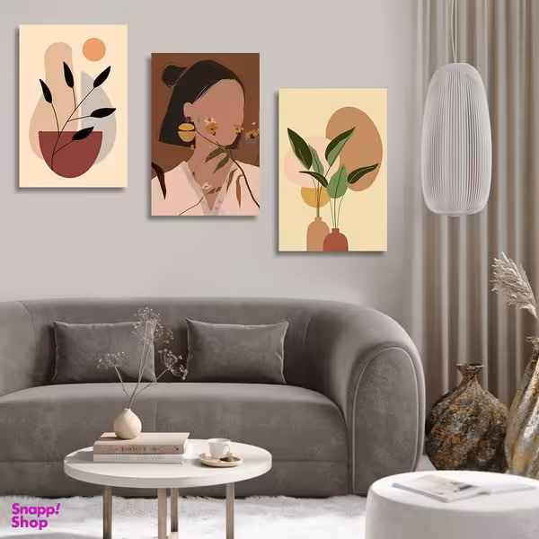 تابلو شاسی بکلیت طرح دکوری مدرن سبک مینیمال آرت مدل SH-1495 مجموعه 3 عددی