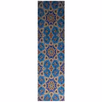 رومیزی رانر مخمل کوبیده طرح کاشی کد MAKHRAN1 کیفیت جنس و رنگ عالی بدون آستر