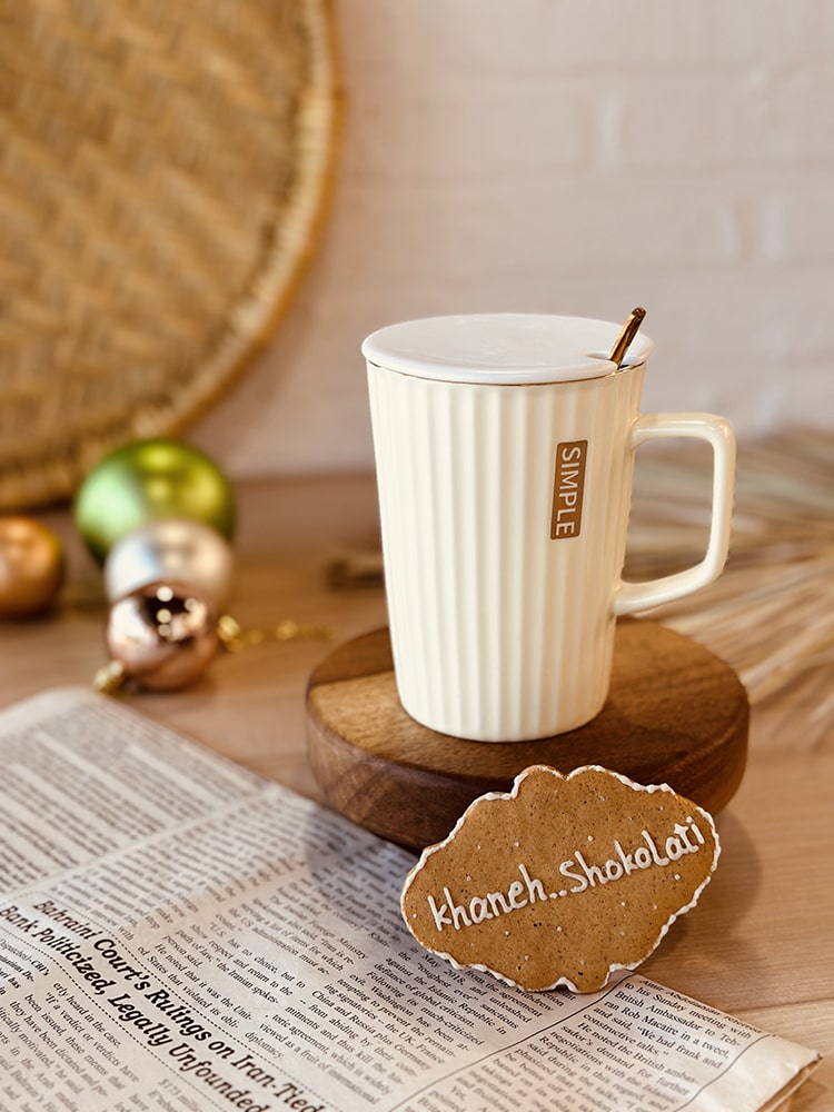 ماگ بلند simple قاشق طلایی کد00670