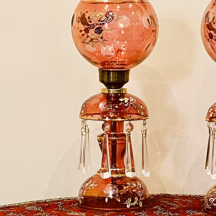 شمعدانی شیشه فوتی نقاشی پخته  شماره یک 