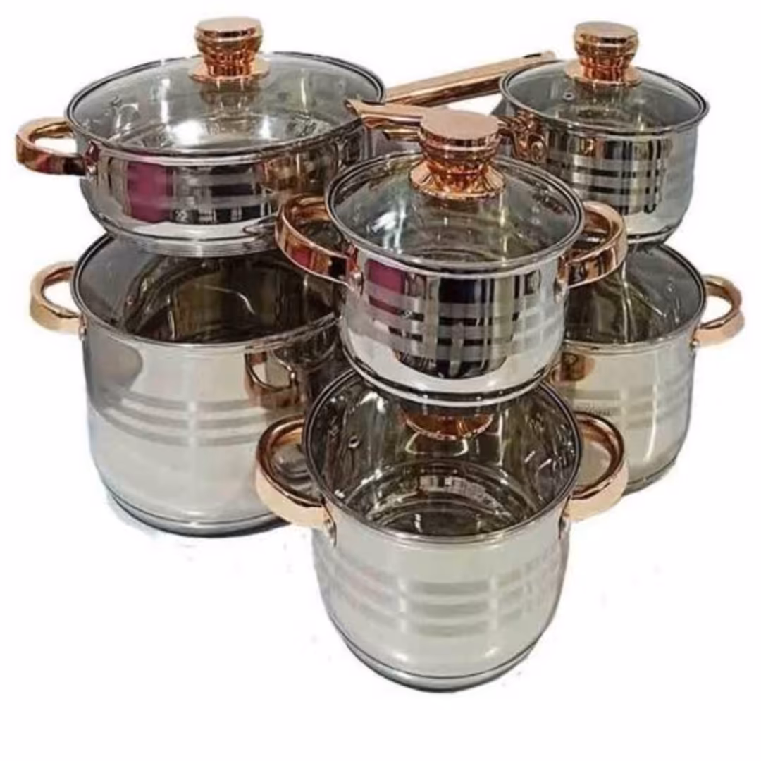 سرویس قابلمه استیل کف چدن کرکمازkorkmaz 12پارچه 