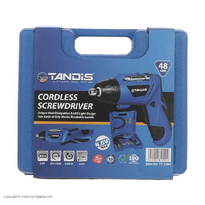 مجموعه 48 عددی دریل-پیچ گوشتی شارژی تندیس مدل TT-2202