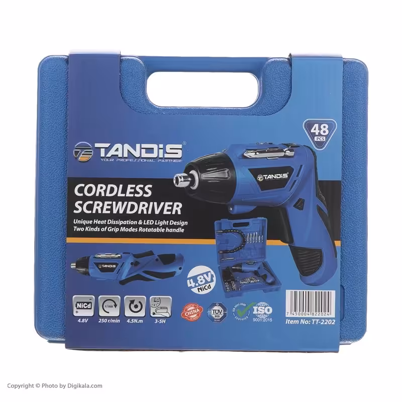 مجموعه 48 عددی دریل-پیچ گوشتی شارژی تندیس مدل TT-2202