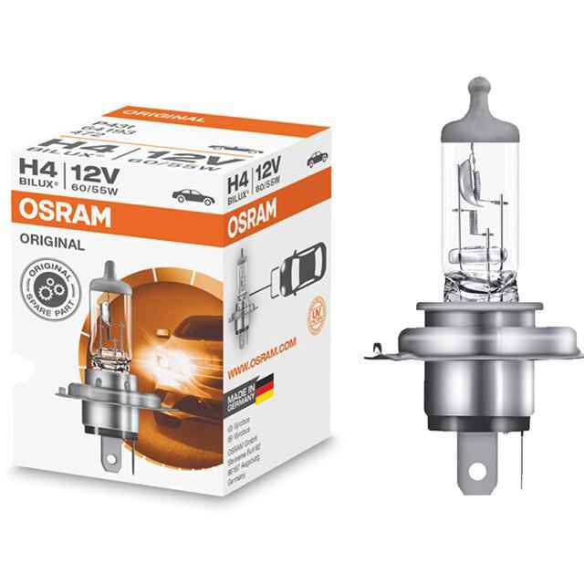 دو عدد لامپ خودرو اوسرام H4  اصلی ساخت آلمان    12V 60/55 W 
(سه فیش )  مناسب اغلب خودروهای ایرانی و خارجی