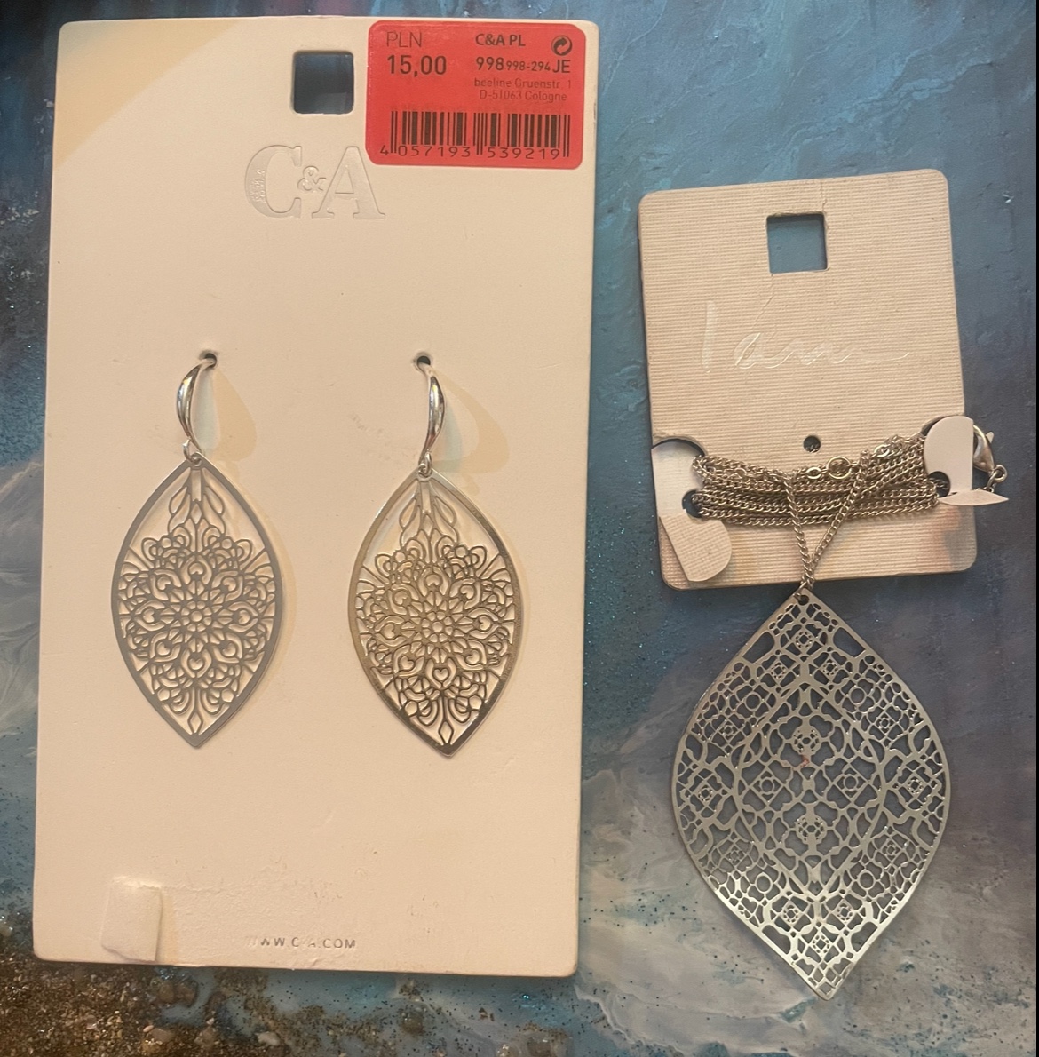 نیم ست نقره ای برگ