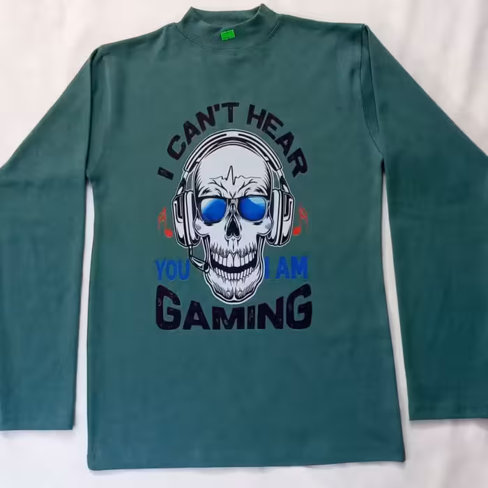 تیشرت آستین بلند دو رو پنبه ضخیم سایز 70 و 65 در چهار رنگ با طرح دلخواه