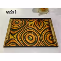 سینی کف شیشه ای  طرح دار طلایی زینو 1 (جدید)