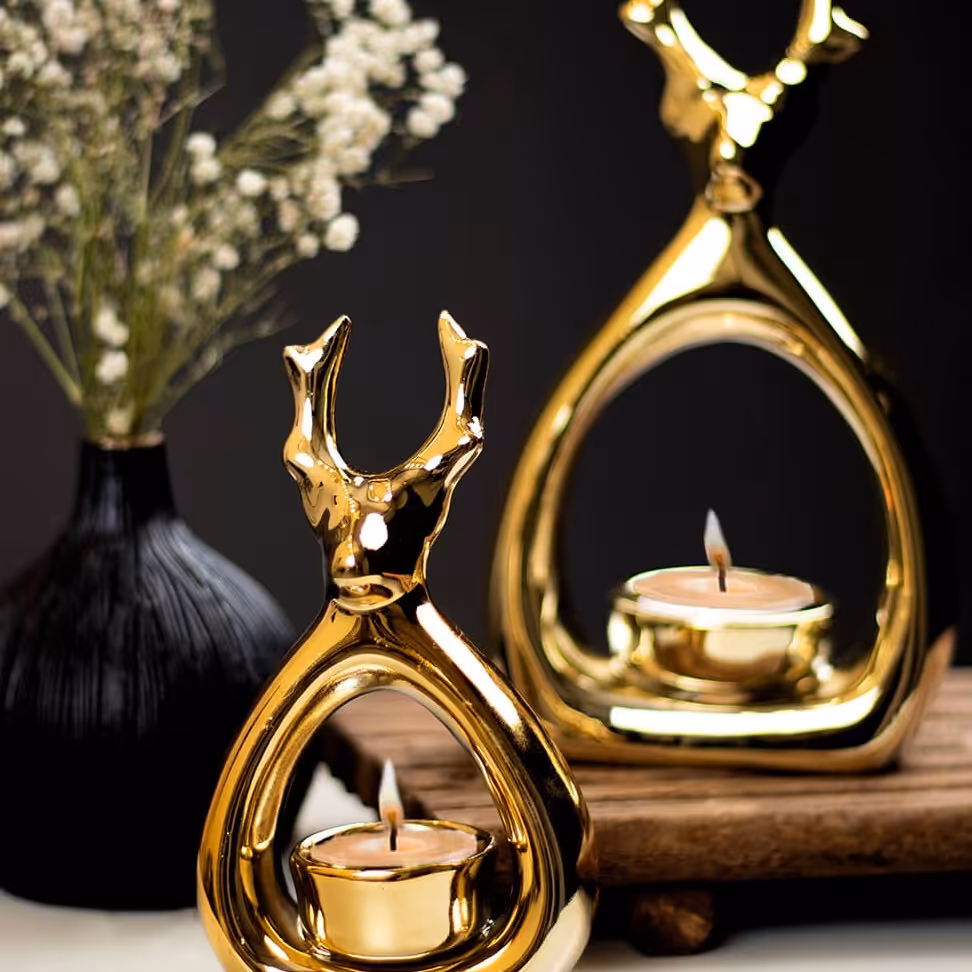 اکسسوری گوزن  جاشمعی گوزن وارمر دار. در رنگ های طلایی و نقره ای. 