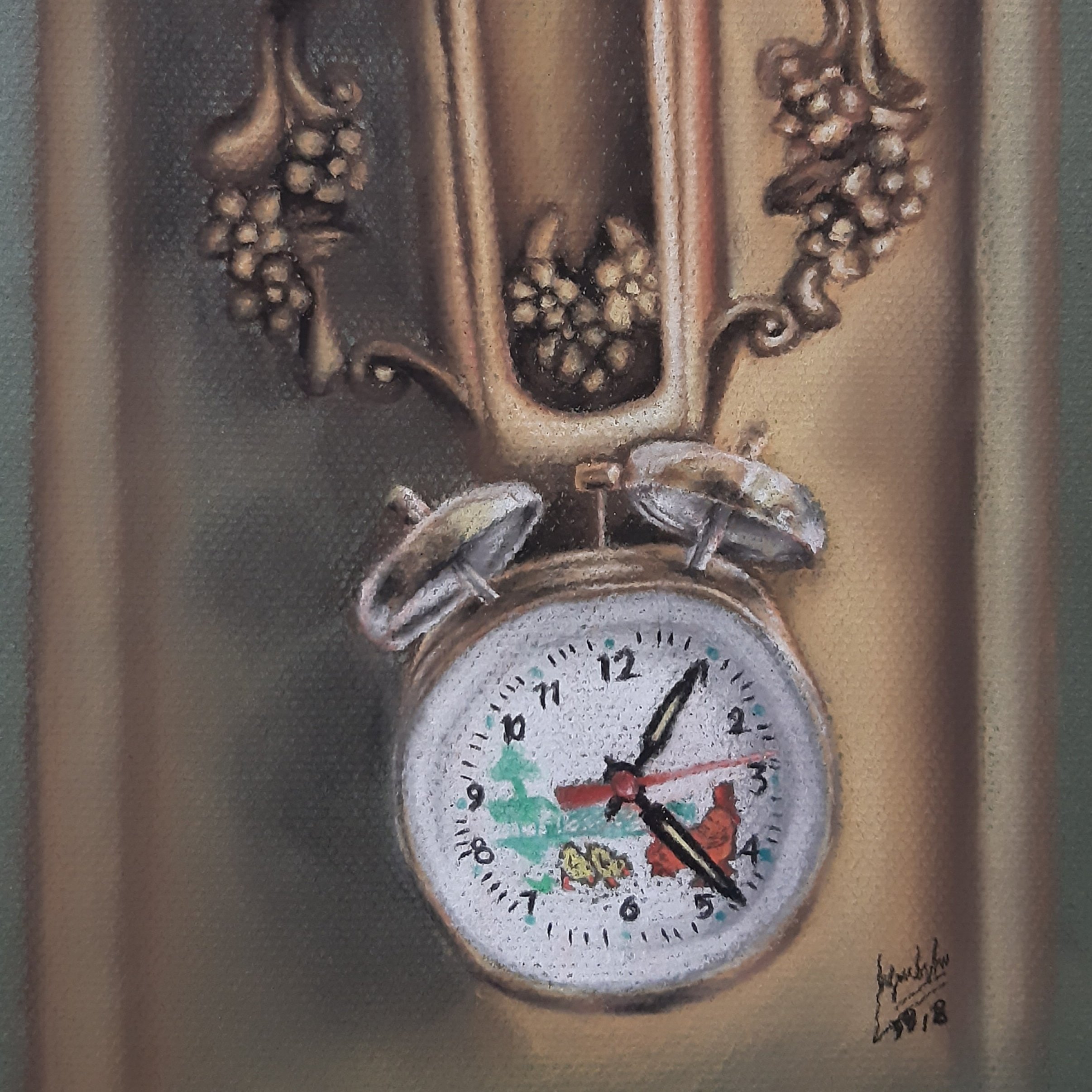 تابلو نقاشی پاستل گچی مدرن سایز 20در25 (ساعت .اورجینال)