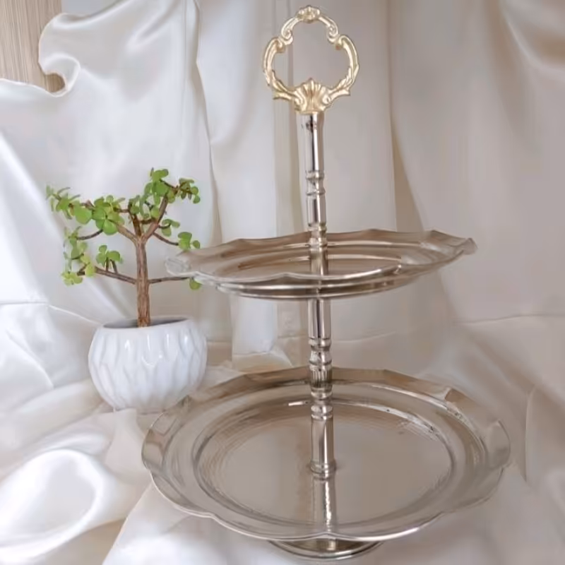 شیرینی خوری دوطبقه مسی نانو رنگ ثابت(ارسال رایگان)