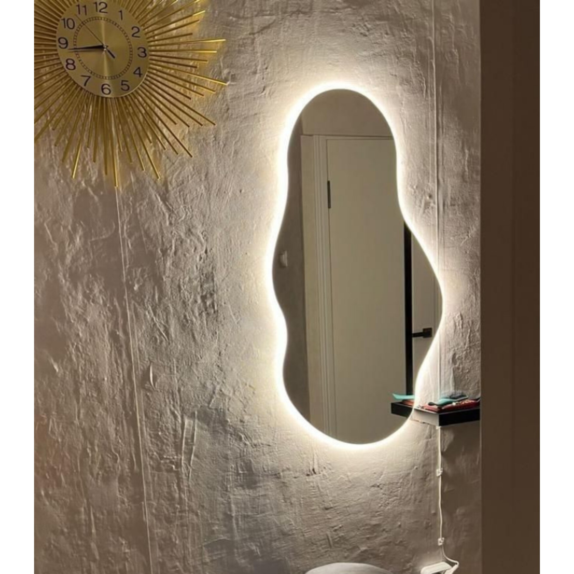 آینه دفرمه بک لایت رنگ سیلور(سفید) پس کرایه ابعاد 60 در120 کد Mba-012