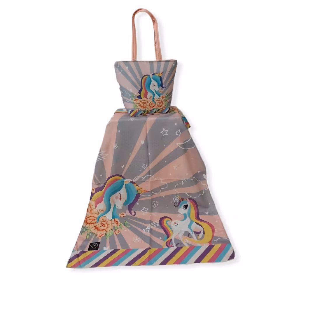 ست کیف و شال دخترانه طرح زیبای اسب تک شاخ رنگین کمانی