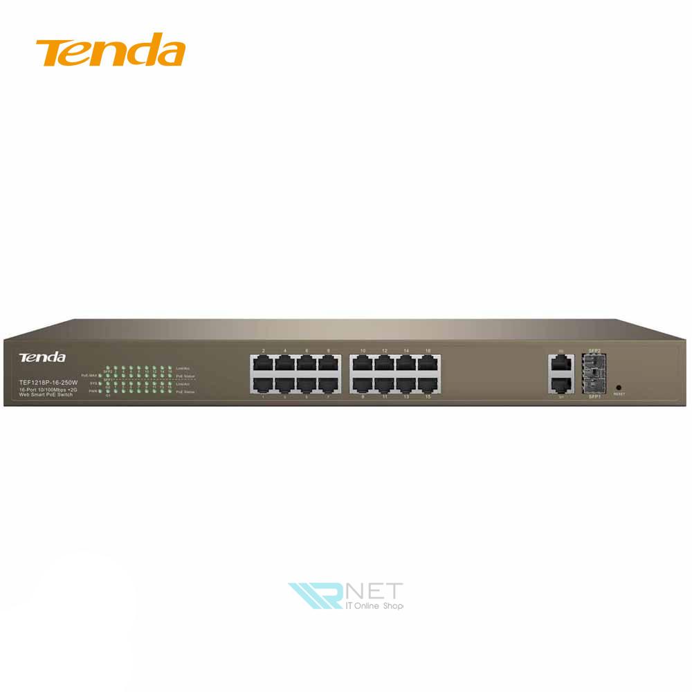 سوئیچ شبکه 16 پورت تندا مدل 250-Tenda TEF1218p-16