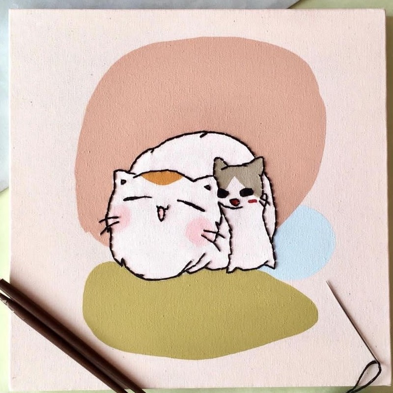 گلدوزی روی بوم