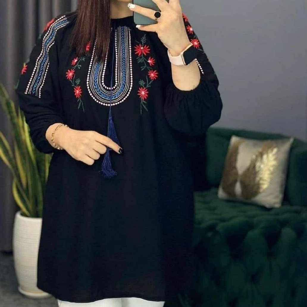 شومیز نخی و گلدوزی مدل تارا فری سایز رنگبندی ارسال رایگان