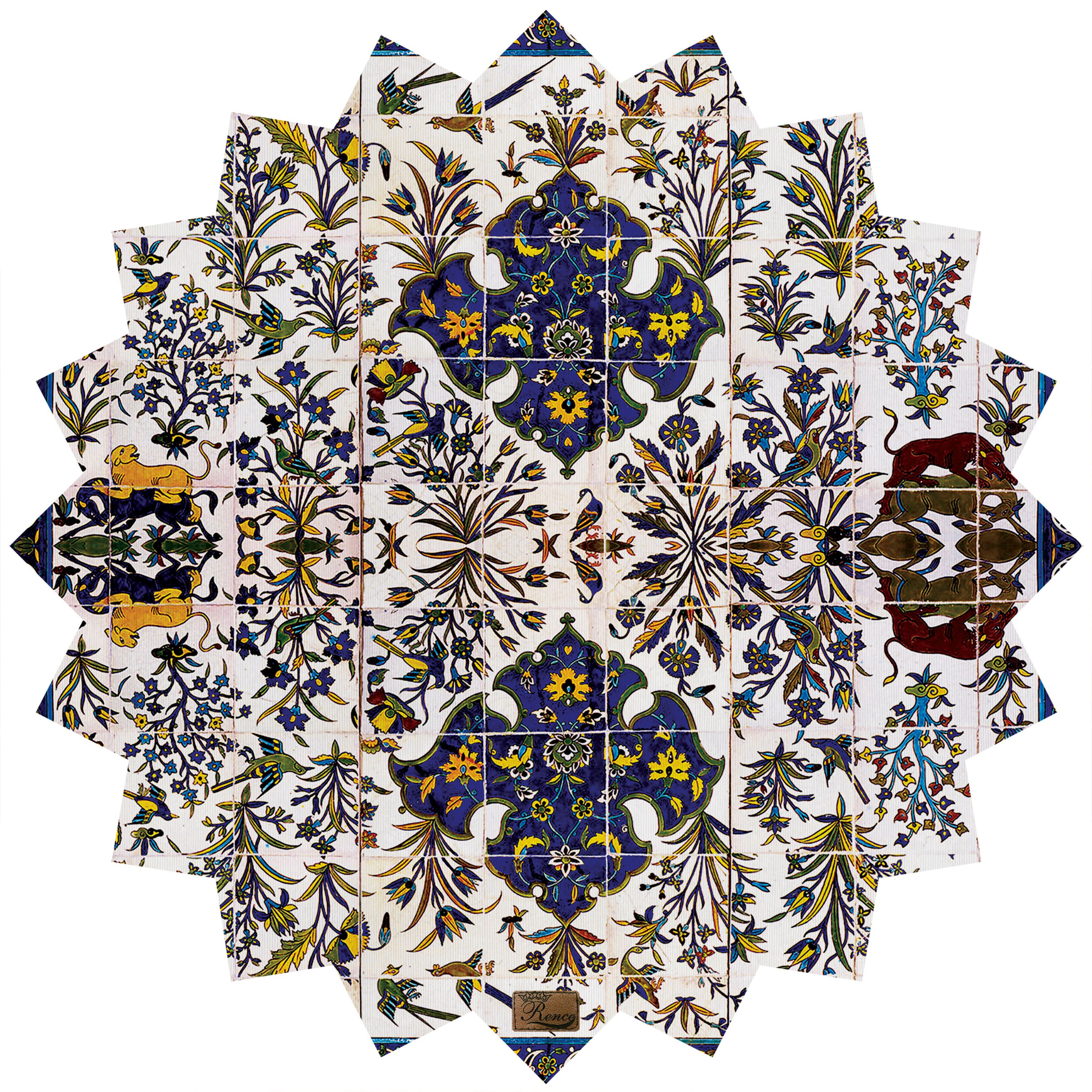 رومیزی مخمل طرح سنتی سایز 90 در 95 مدل T6-21 شرکت رنس