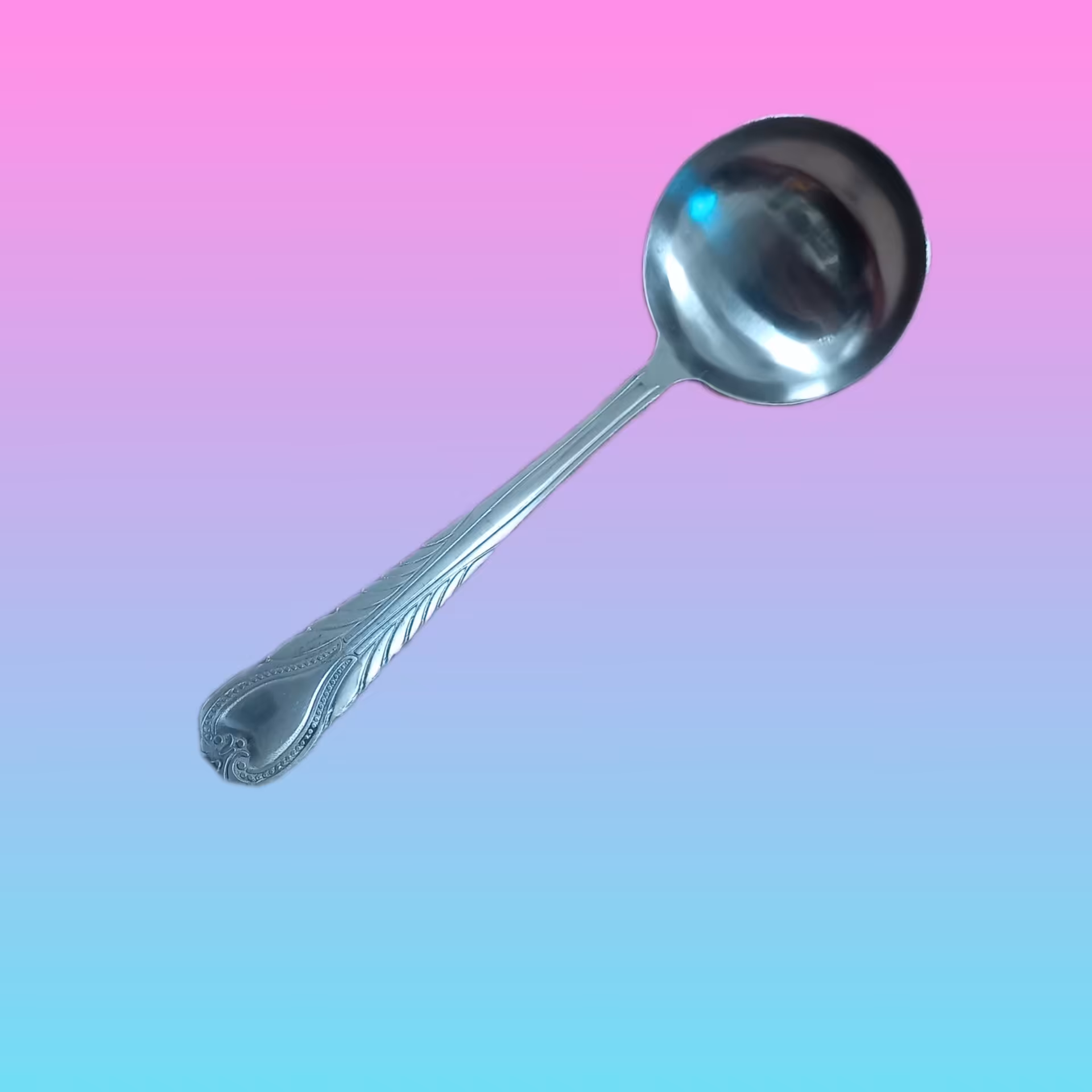 ملاقه استیل متوسط دسته طرح قلب ورق ضخیم