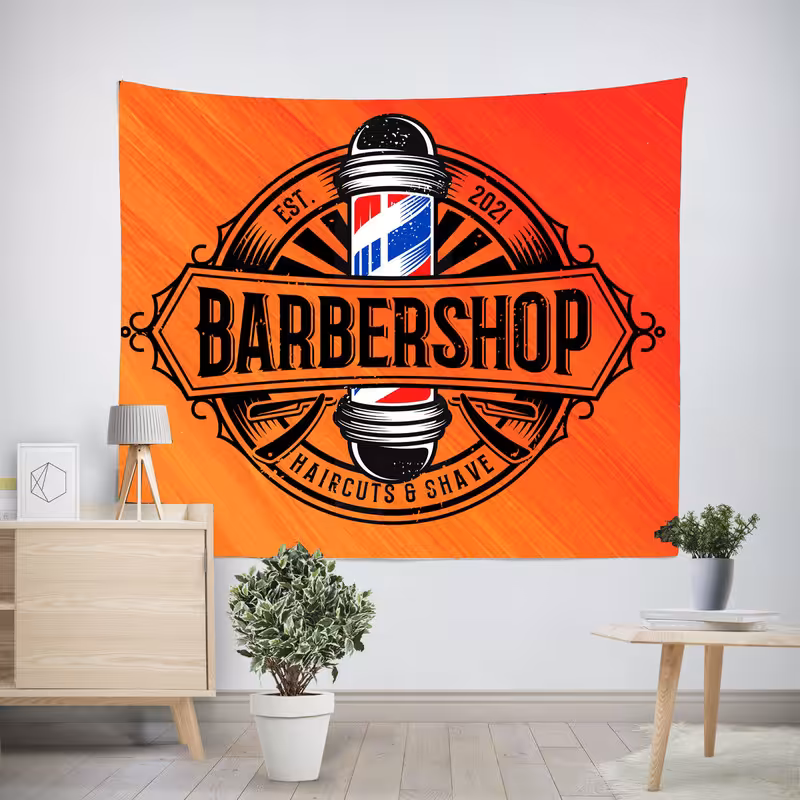 پوستر پارچه ای پرینتینگ لند طرح بکدراپ آرایشگاه کد B15