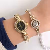 ساعت بند استیل زنانه به همراه دستبند