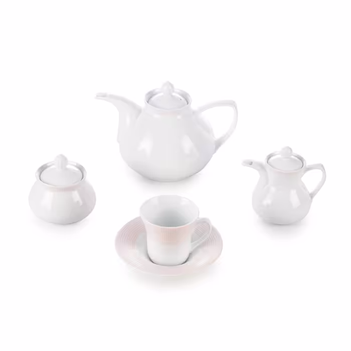 سرویس چینی زرین 6 نفره چای خوری مریدین صورتی (18 پارچه)