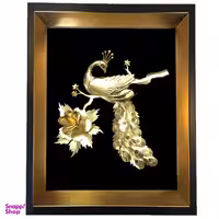 تابلو ورق طلا طرح طاووس