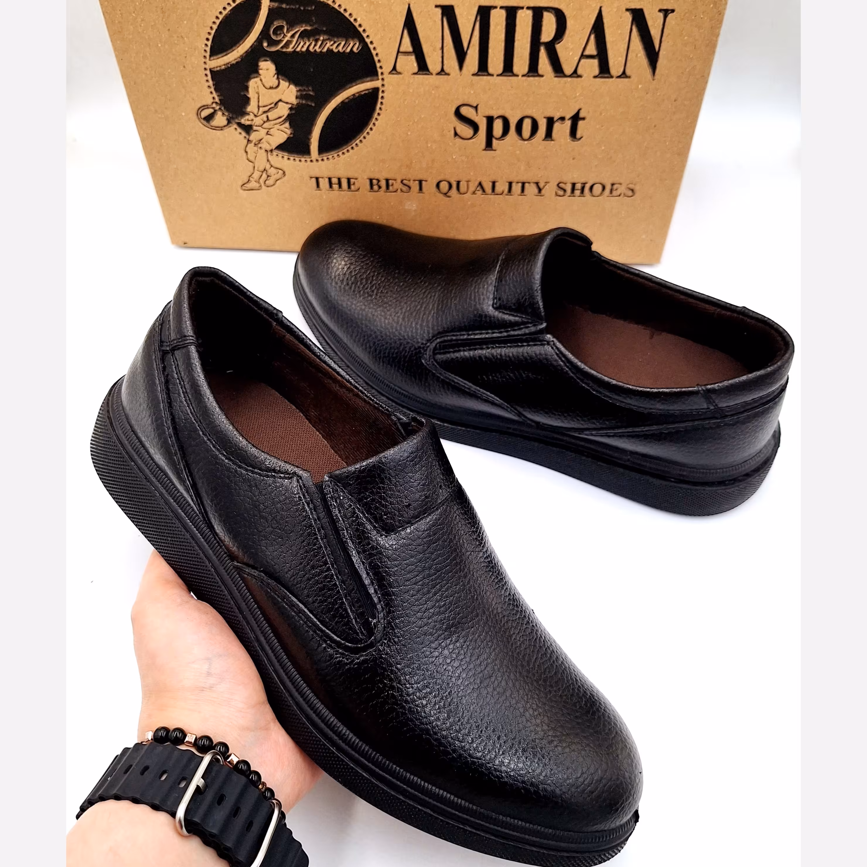 کفش طبی مردانه مشکی بدون بند زیره تزریق کیفیت تبریز اصلی  (قیمت تولید ارسال رایگان )