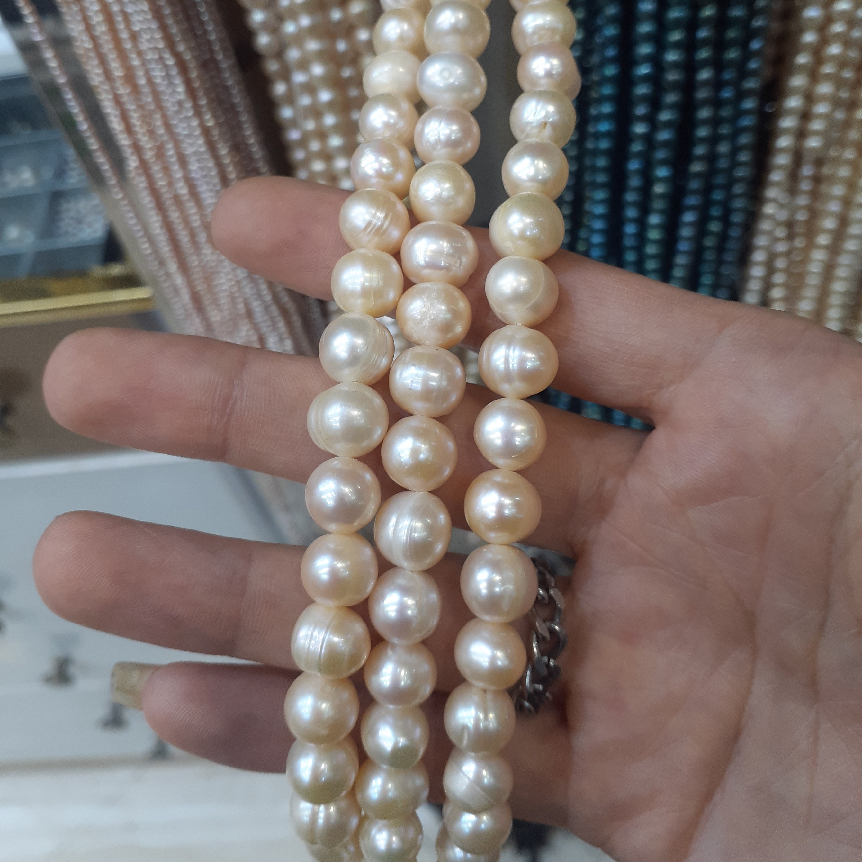 ریسه مروارید گلبهی سایز  8 میل 